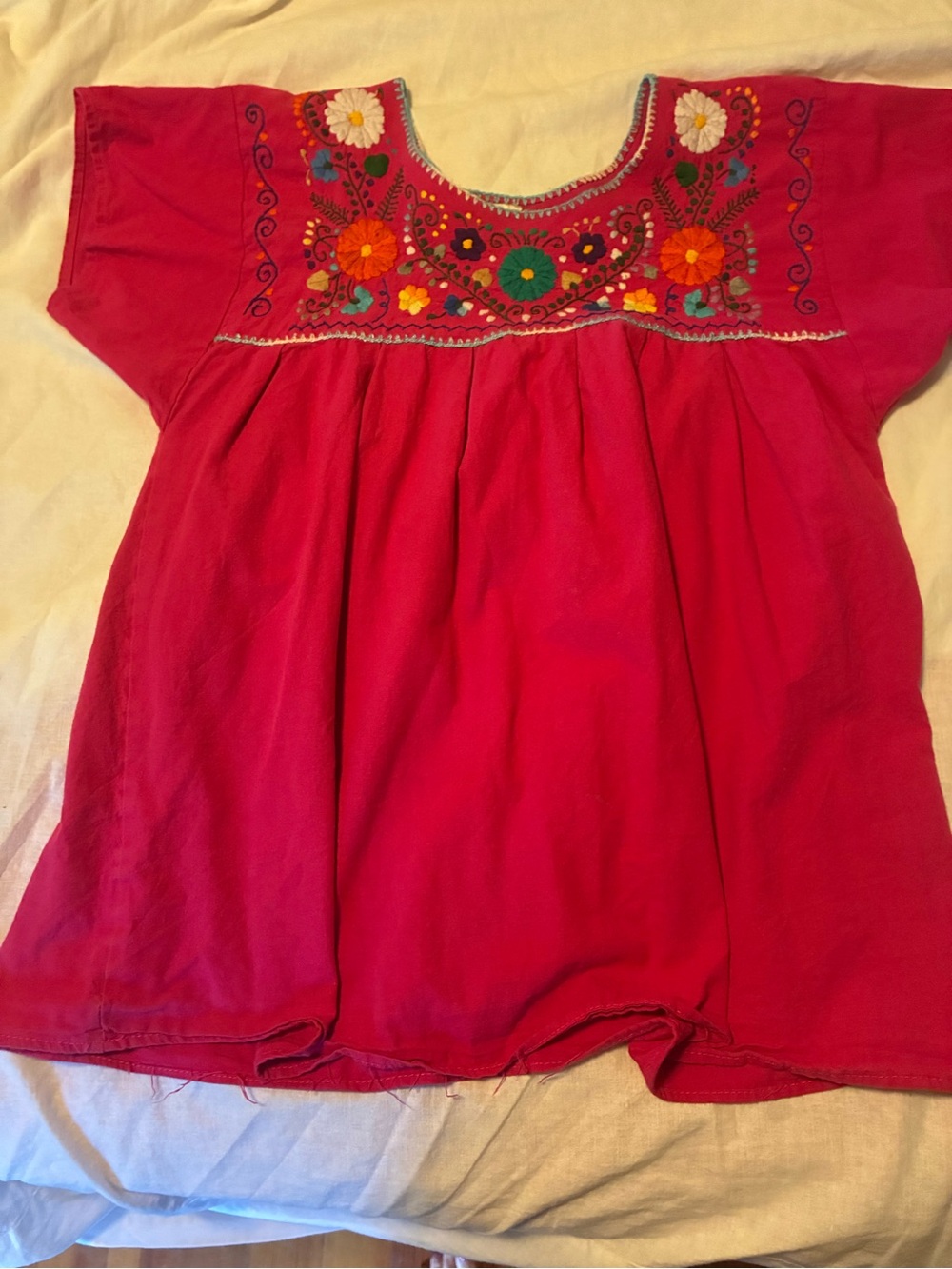 Bright fuchsia Oaxacan peasant top